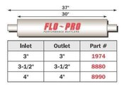 Heavy Duty Diesel Baffle 30 Inch Body Center/Center 3.5 Inch Inlet 3.5 Inch Outlet FLO PRO Performance Exhaust