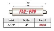 Heavy Duty 8 Inch Round Case 18 Inch Body Center/Center 3.5 Inch Inlet 4.0 Inch Outlet FLO PRO Performance Exhaust