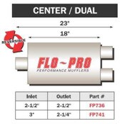 Original Center/Dual 2.5 Inch Inlet 2.5 Inch Outlet FLO PRO Performance Exhaust