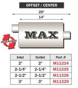 Max Muffler Offset/Center 20 Inch Total Length 2.0 Inch Inlet 2.0 Inch Outlet FLO PRO Performance Exhaust