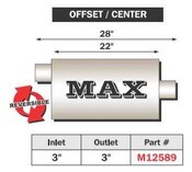 Max Muffler Offset/Center 28 Inch Total Length FLO PRO Performance Exhaust