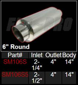 Stainless Steel Muffler 2.5 Inch Inlet 4 Inch Outlet 14 Inch Body FLO PRO Performance Exhaust