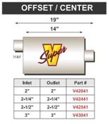 Super V Double Chamber 14 Inch Body Offset/Center 3.0 Inch Inlet 3.0 Inch Outlet FLO PRO Performance Exhaust