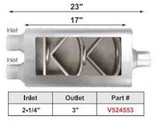 Super Double V Baffle 17 Inch Body Dual/Center FLO PRO Performance Exhaust
