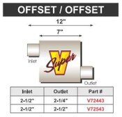 Super V Single Chamber 7 Inch Body Offset/Offset 2.25 Inch Inlet 2.25 Inch Outlet FLO PRO Performance Exhaust