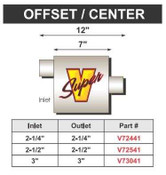 Super V Single Chamber 7 Inch Body Offset/Center 3.0 Inch Inlet 3.0 Inch Outlet FLO PRO Performance Exhaust