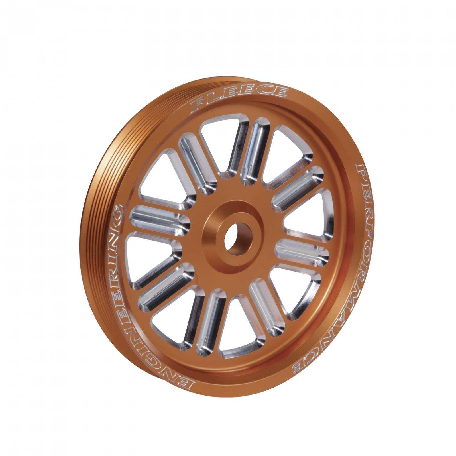 Spoke Design Cummins Dual Pump Pulley Fleece Orane - Fleece Performance - FPE-34211-ORG-SPK