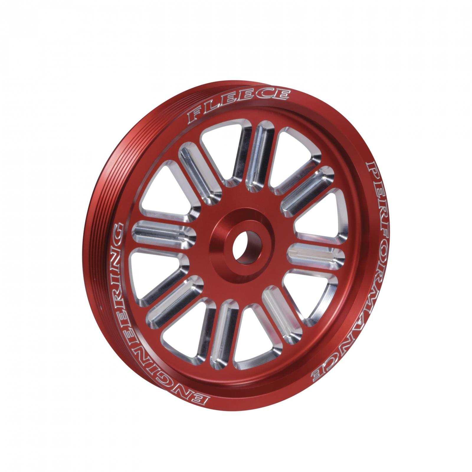 Spoke Design Cummins Dual Pump Pulley Fleece Red - Fleece Performance - FPE-34211-RED-SPK