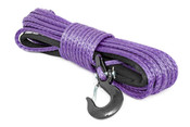 Synthetic Rope 85 Feet Rated Up to 16,000 Lbs 3/8 Inch Includes Clevis Hook and Protective Sleeve Purple Rough Country