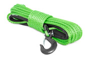 Synthetic Rope 85 Feet Rated Up to 16,000 Lbs 3/8 Inch Includes Clevis Hook and Protective Sleeve Green Rough Country
