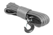 Synthetic Rope 85 Feet Rated Up to 16,000 Lbs 3/8 Inch Includes Clevis Hook and Protective Sleeve Grey Rough Country